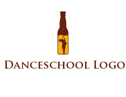 girl dancing inside wine bottle logo