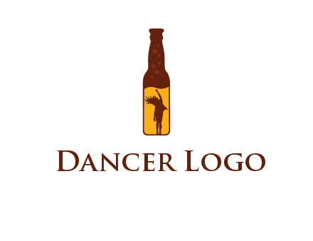 girl dancing inside wine bottle logo