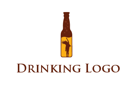 girl dancing inside wine bottle logo