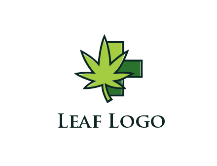 first aid sign behind marijuana leaf