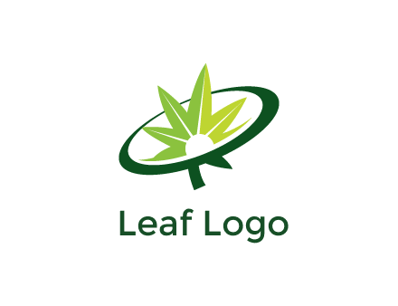 marijuana leaf in swoosh leaf