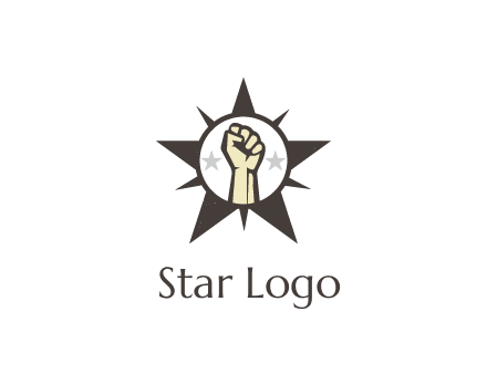 fist with stars in circle in star