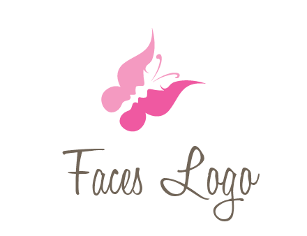 women faces in butterfly wings shape beauty logo