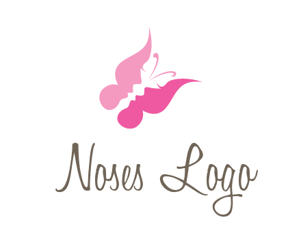 women faces in butterfly wings shape beauty logo