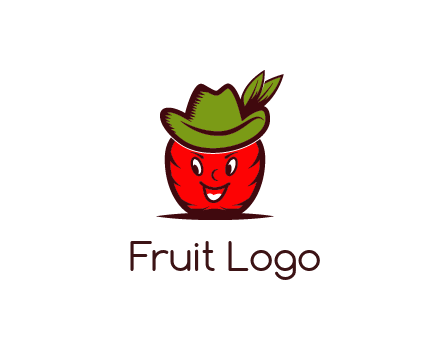 apple with face wearing hat with leaves