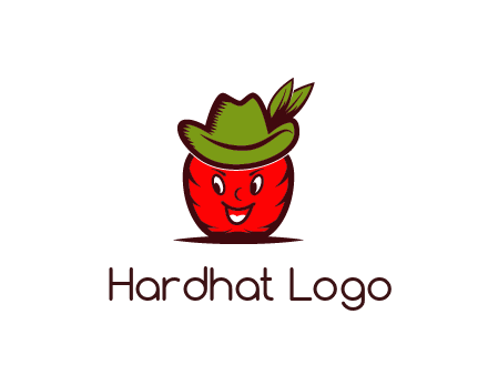 apple with face wearing hat with leaves