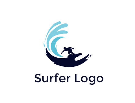 surfer surfing with abstract waves