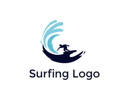 surfer surfing with abstract waves