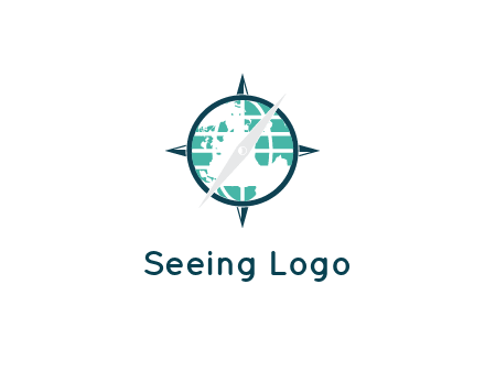 globe in compass with arrow