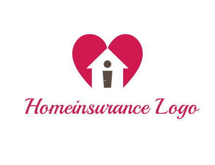 abstract person in home and heart symbol