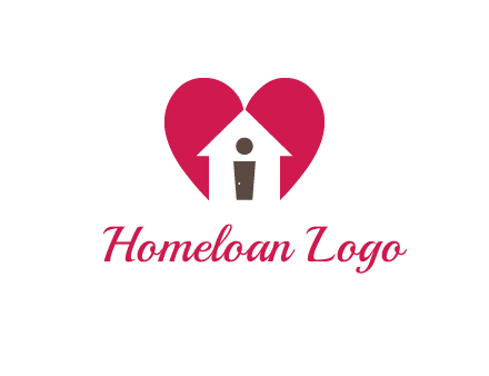 abstract person in home and heart symbol