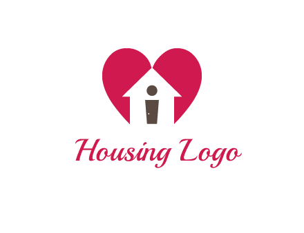 abstract person in home and heart symbol