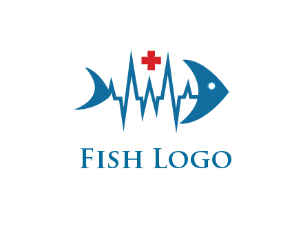 fish with heart beat line and first aid sign