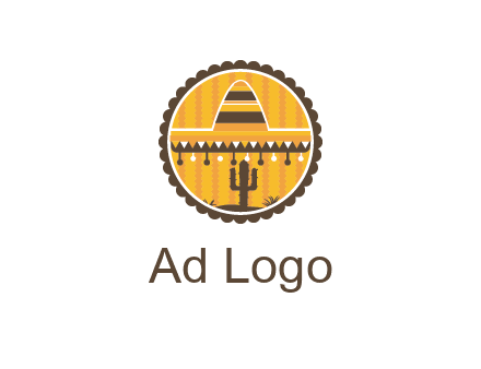 Mexican hat with cactus in circle