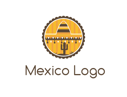 Mexican hat with cactus in circle