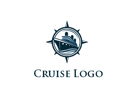 cruise ship in circle with compass arrows