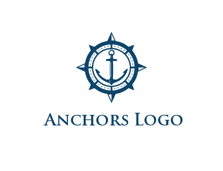 ship anchor in compass frame