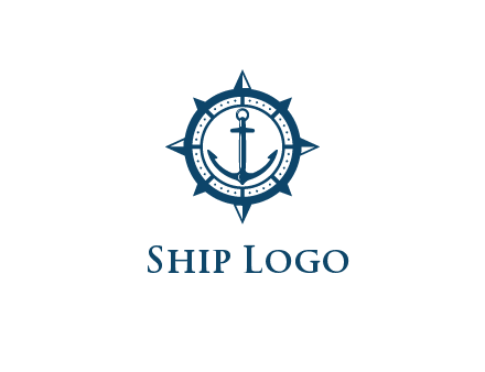 ship anchor in compass frame