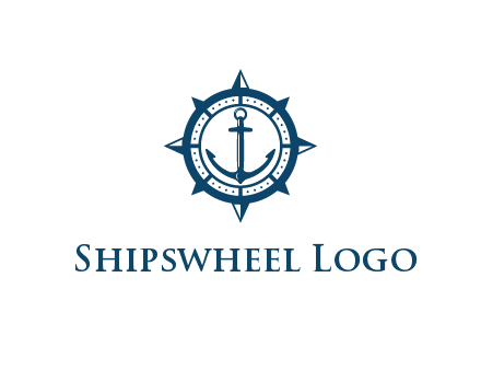 ship anchor in compass frame