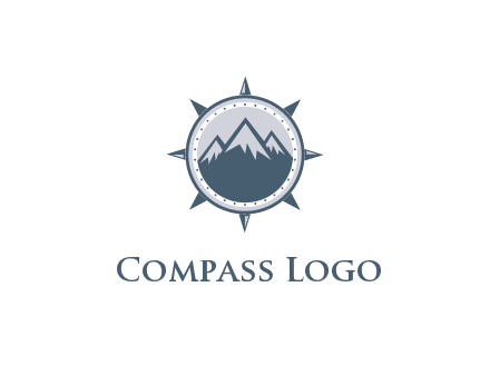 mountains in compass frame