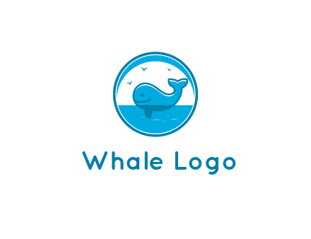 cute whale in ocean in circle