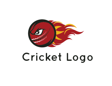 cricket ball with angry face on flames