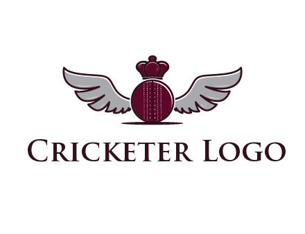 cricket ball with crown and wings