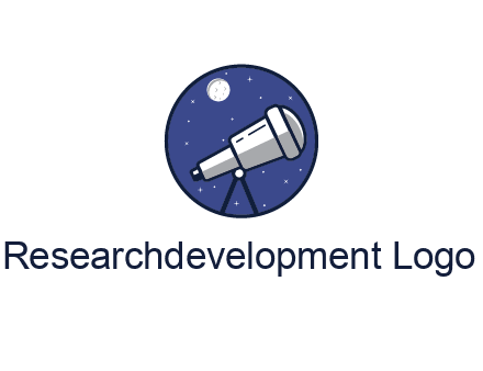 telescope with moon and stars in circle