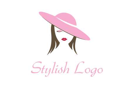 head of woman with tilted fancy hat fashion logo icon