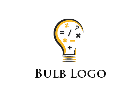 mathematics symbols in bulb