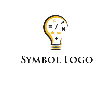 mathematics symbols in bulb