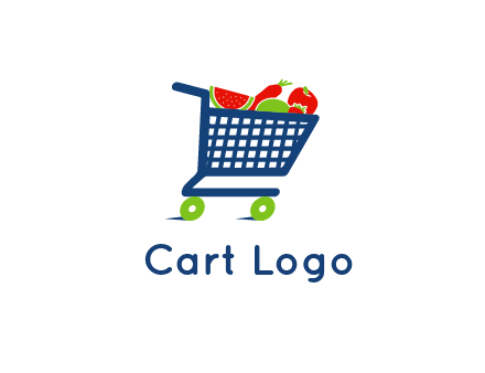 fruits and vegetables in grocery cart