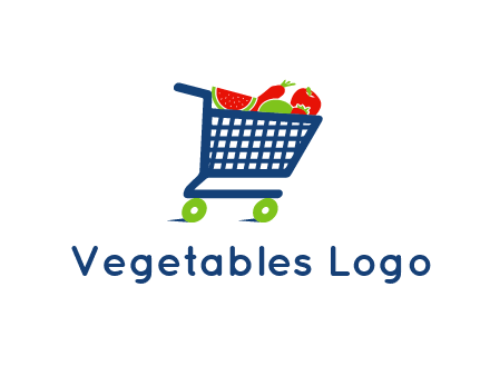 fruits and vegetables in grocery cart