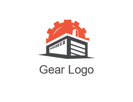 gear behind line art factory