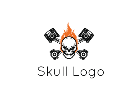 pistons behind skull on fire