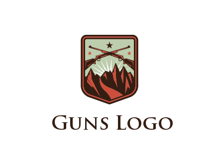 rifles with mountains in badge