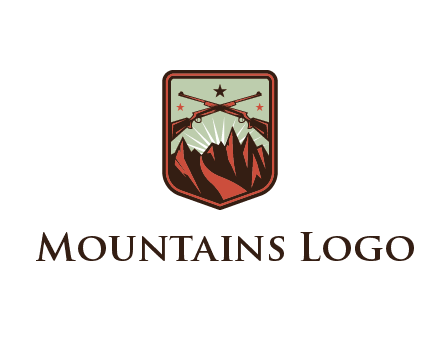 rifles with mountains in badge