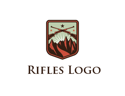 rifles with mountains in badge