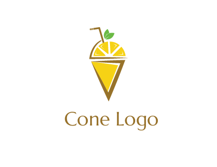 lemon with leaves and straw on cone