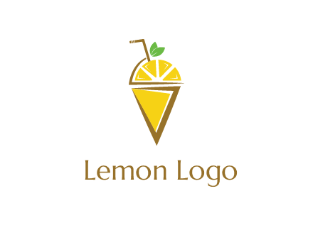 lemon with leaves and straw on cone