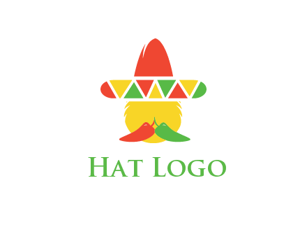 polygonal Mexican hat with chilies as moustache 