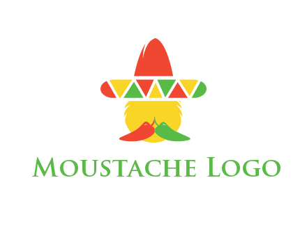 polygonal Mexican hat with chilies as moustache 