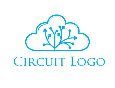 line art cloud with arrows and network lines