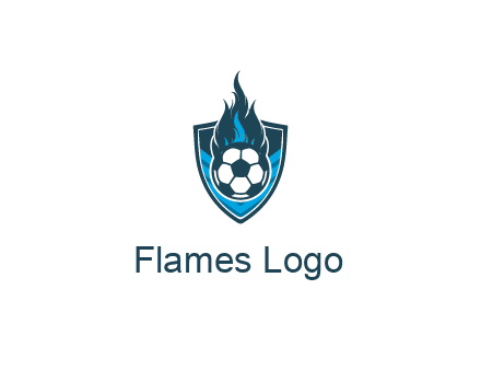 football on fire in shield