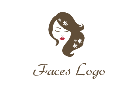 flowers ornament on hair of woman head beauty logo icon