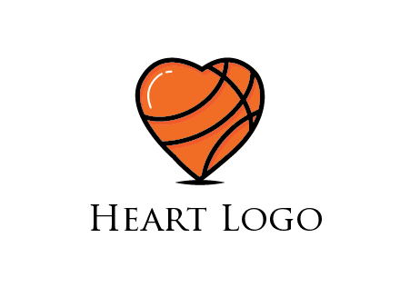 basketball pattern in heart