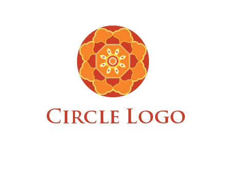 mandala flower in circle symbol