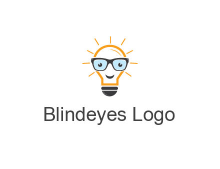 line art light bulb with face wearing glasses
