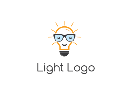 line art light bulb with face wearing glasses