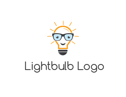 line art light bulb with face wearing glasses